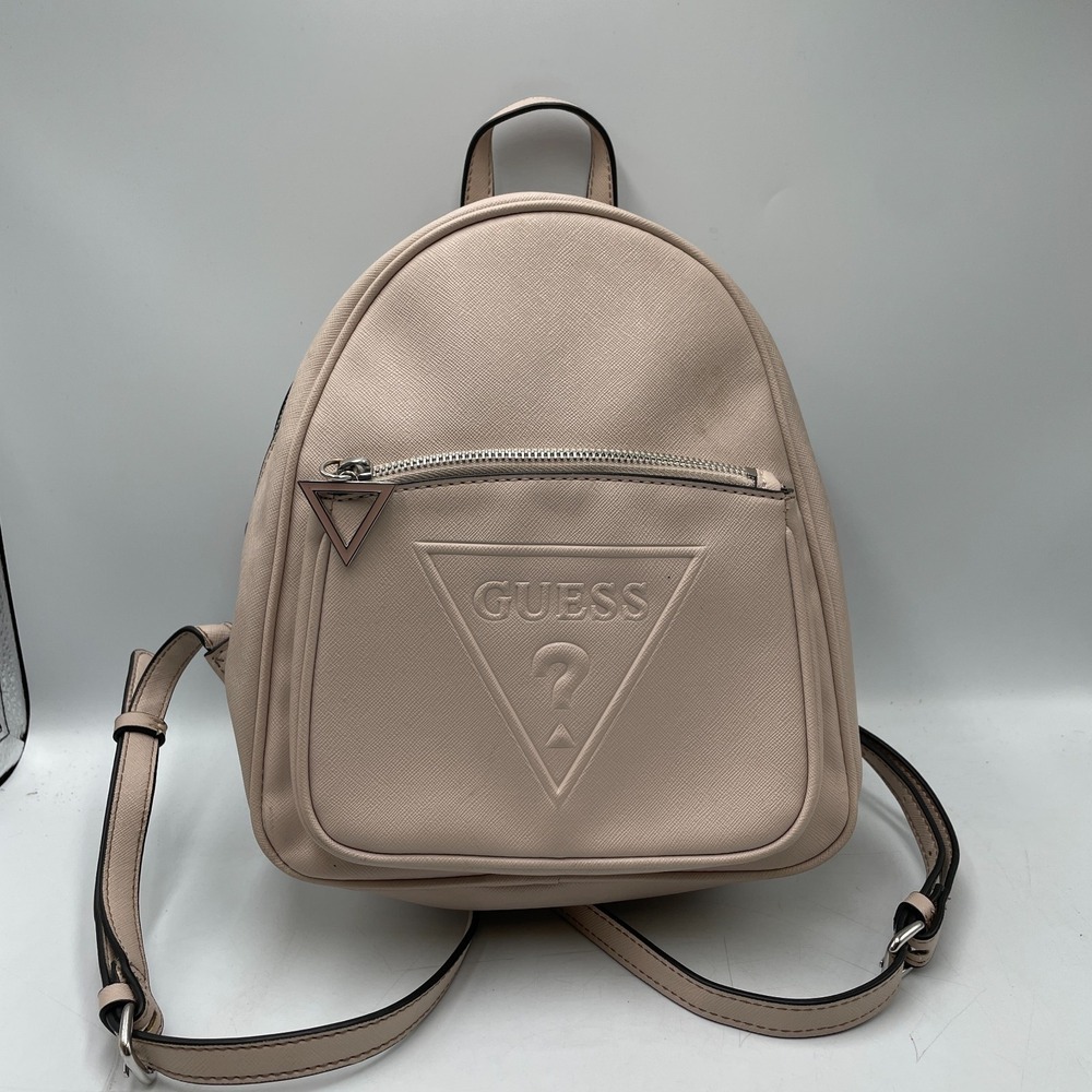 Guess Mini Backpack Womens Stansbury Taupe Leather Adjustable Strap Shoulder